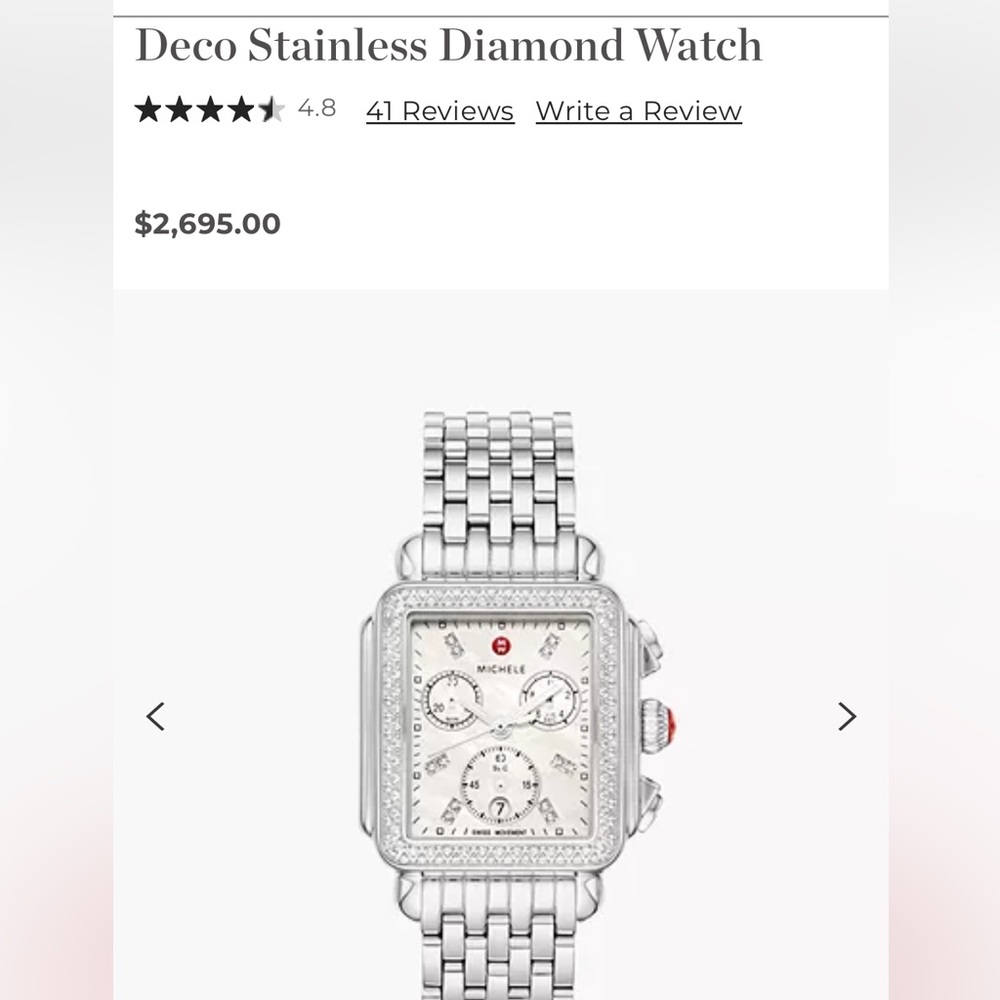 💎 Michelle stainless deco mother of Pearl faced, Diamond  watch 💎